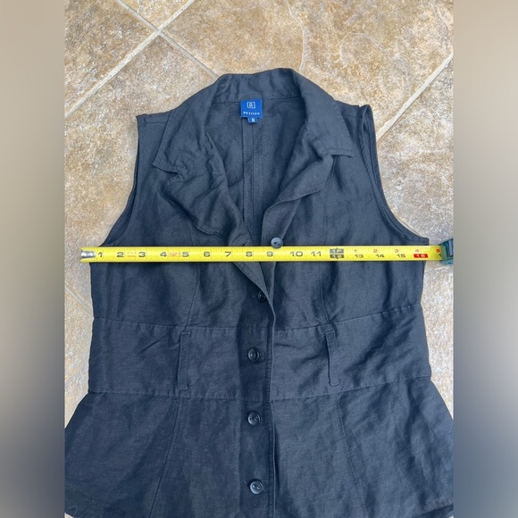 Reitmans Womens Black Sleeveless Linen Button-Up Vest Preppy Euro Summer Medium - Picture 8 of 9